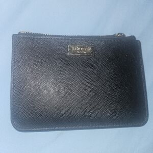 Kate Spade Navy Textured Pouch Pull On Zipper Broken But Will Still Zip